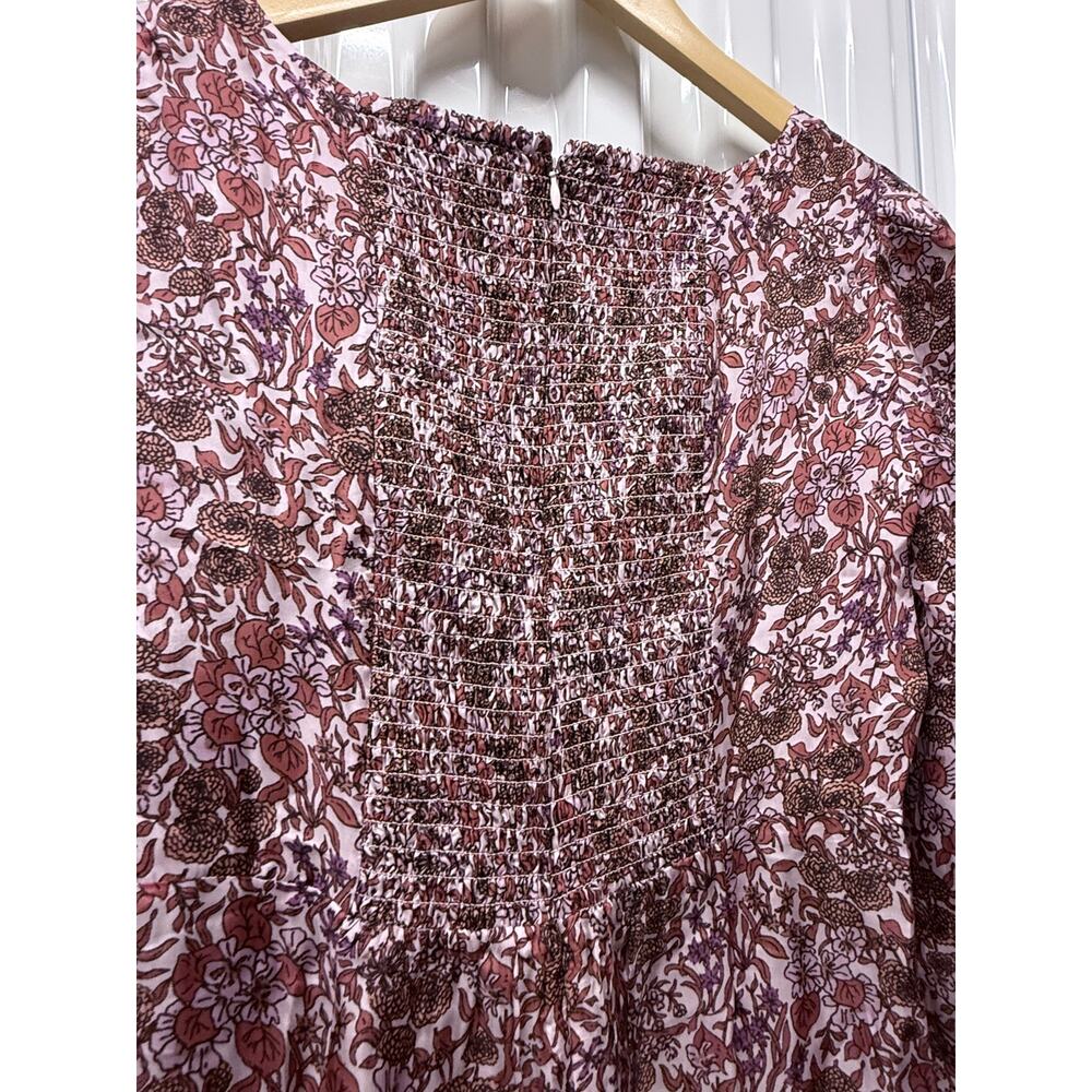 J CREW pink purple Sweetheart puff long sleeve silky midi dress in Fête Floral - Picture 8 of 12